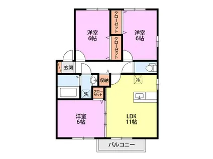 ロイヤルガーデン南城 E棟(3LDK/1階)の間取り写真