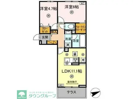 シャンティ(2LDK/1階)の間取り写真