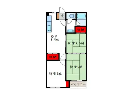 カトレアハイツ(3DK/2階)の間取り写真