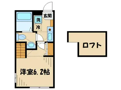 サザンコート相模大野(1K/2階)の間取り写真