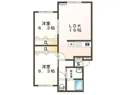 Mハイツ高砂22(2LDK/1階)の間取り写真