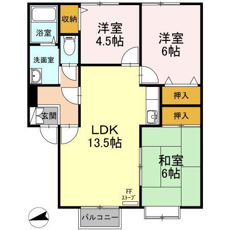 メゾンパークス(3LDK/1階)の間取り写真