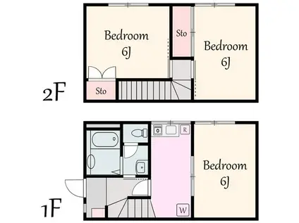 ハイツホープヒルズB棟(2DK/1階)の間取り写真