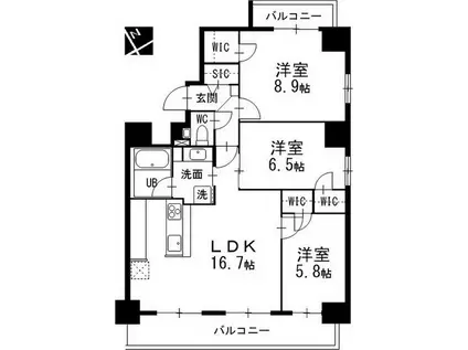 メイプルグラン本山(3LDK/3階)の間取り写真