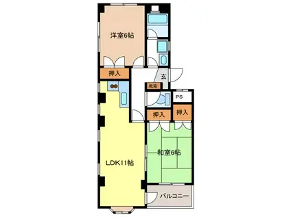 シャンティ・モア(2LDK/2階)の間取り写真