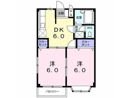 藤ホーム(2DK/2階)の間取り写真