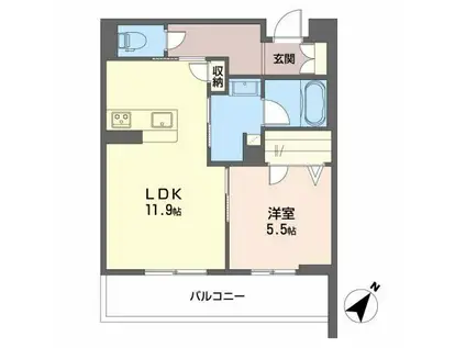 シャーメゾン森南(1LDK/2階)の間取り写真