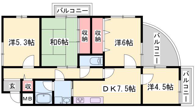 ラフェスタ大塩(4DK/5階)の間取り写真