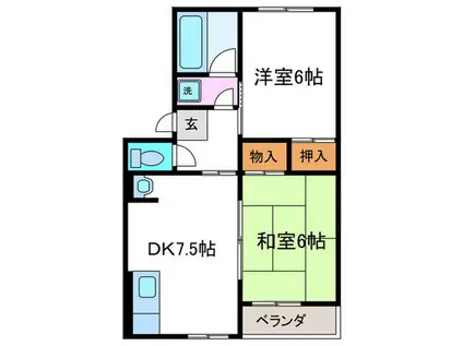 植田マンション(2DK/1階)の間取り写真
