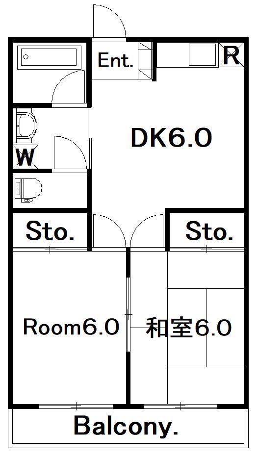 椿谷ビル(2DK/3階)の間取り写真