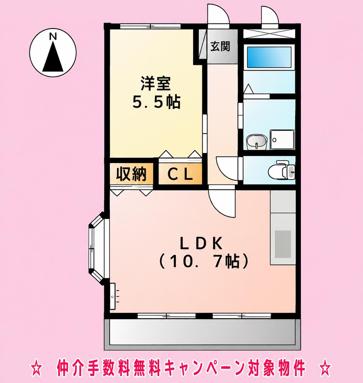 エクセルフジ(1LDK/2階)の間取り写真