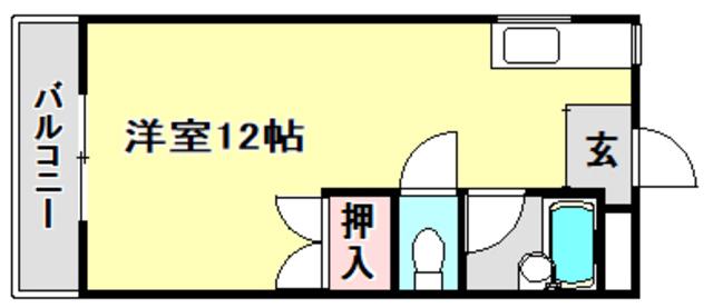 ベルデン朝倉(ワンルーム/1階)の間取り写真