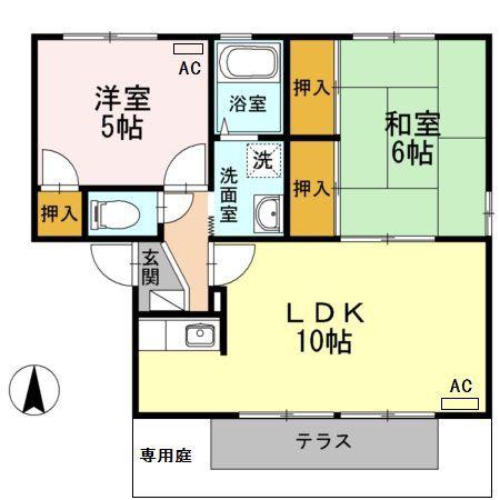 ファミール大藤A棟(2LDK/1階)の間取り写真
