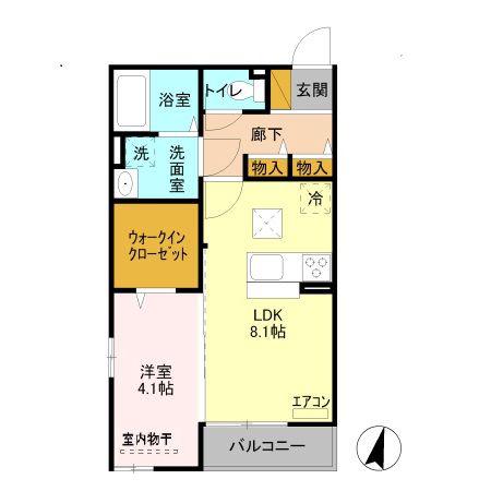 メゾンドソレイユE(1LDK/1階)の間取り写真