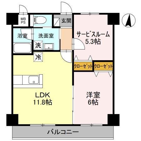 FREESIA(1LDK/1階)の間取り写真