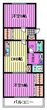 守屋ビル(2DK/2階)の間取り写真