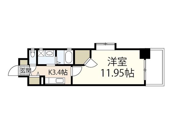 ロアール松川町(1K/3階)の間取り写真