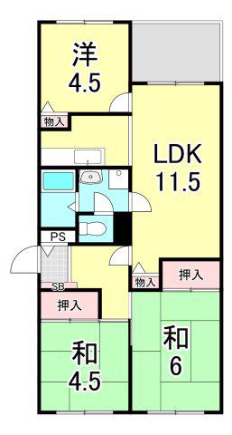 UR芦屋浜 5-2号棟(3LDK/19階)の間取り写真