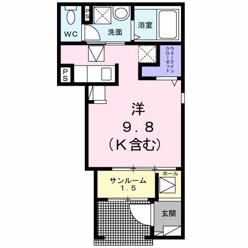 ソレイユ フルール III(ワンルーム/1階)の間取り写真
