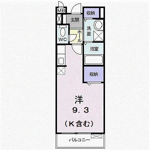 リバーサイド広面(ワンルーム/1階)の間取り写真