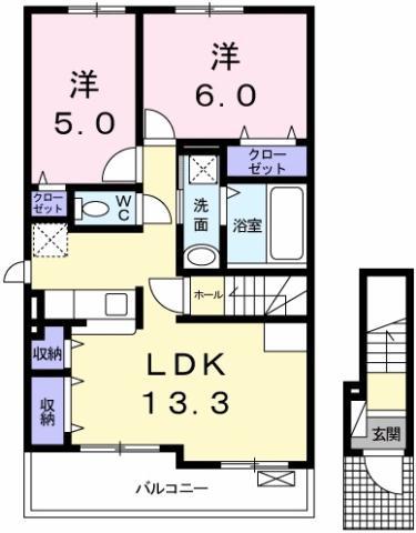 コンフォーティア(2LDK/2階)の間取り写真