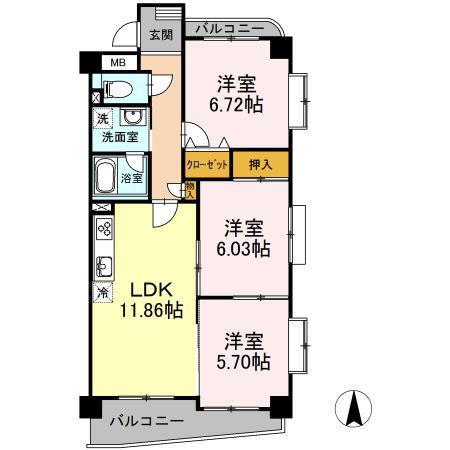 カンタベリーコート(3LDK/2階)の間取り写真