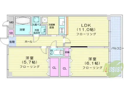 グレース高橋D(2LDK/2階)の間取り写真