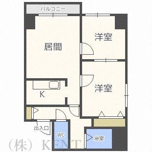 ラビエ円山(2LDK/6階)の間取り写真