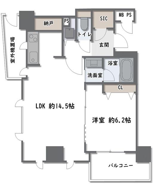 クロスレジデンス大阪新町(1LDK/6階)の間取り写真
