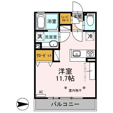 PRESENCE(ワンルーム/2階)の間取り写真