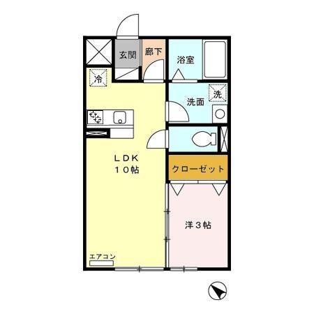 プレステージ南通(1LDK/2階)の間取り写真