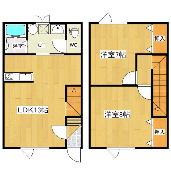スーパーハイム西富A(2LDK/1階)の間取り写真