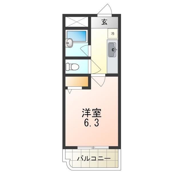プリミエール白鷺(1K/1階)の間取り写真