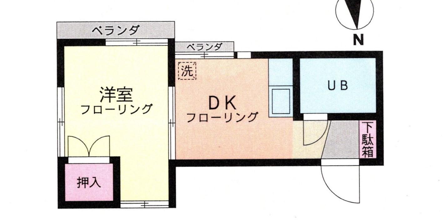 ハイツ峰岡(1DK/2階)の間取り写真