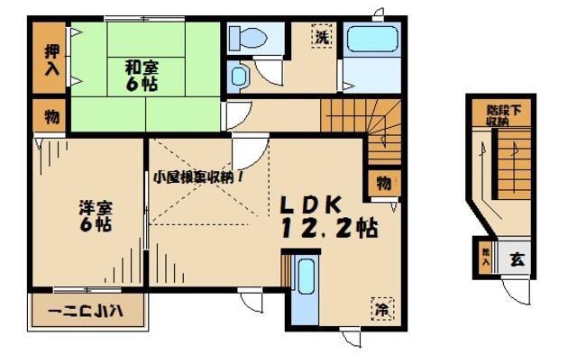 フォンティーヌⅢ(2LDK/2階)の間取り写真