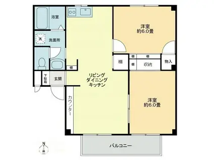 フォブールK.T B(2LDK/2階)の間取り写真