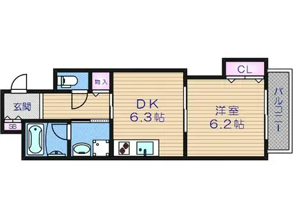 カーサラピス(1DK/3階)の間取り写真