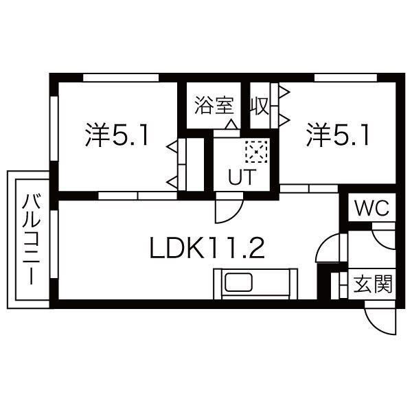 TRE VENTI美術館西(2LDK/4階)の間取り写真