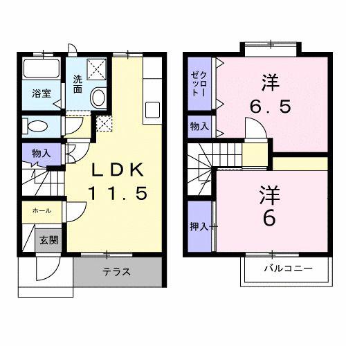 メゾン雪椿II(2LDK/1階)の間取り写真