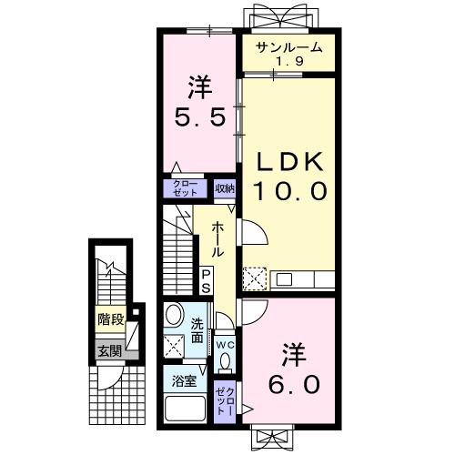 パークサイド II(2LDK/2階)の間取り写真