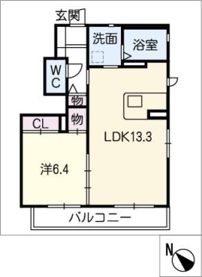 トルトゥーガA(1LDK/1階)の間取り写真
