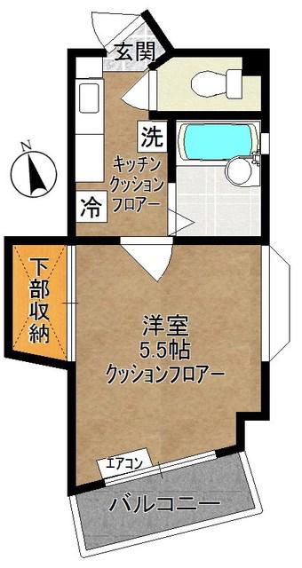 ANルーム(1K/3階)の間取り写真