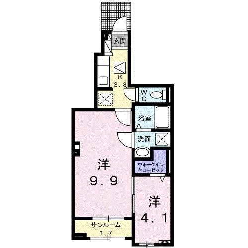サリーチェ唐津(2K/1階)の間取り写真
