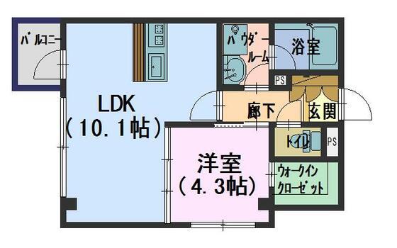 ノイエ2(1LDK/2階)の間取り写真