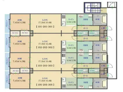 LUSSO SOLEIL 川越1番館(1LDK/3階)の間取り写真