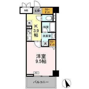 ヴィラ トルチュ東刈谷(1K/3階)の間取り写真