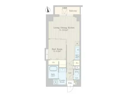 アロウズ(1LDK/6階)の間取り写真