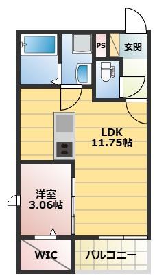 THE NOBLES秋葉町(1LDK/1階)の間取り写真