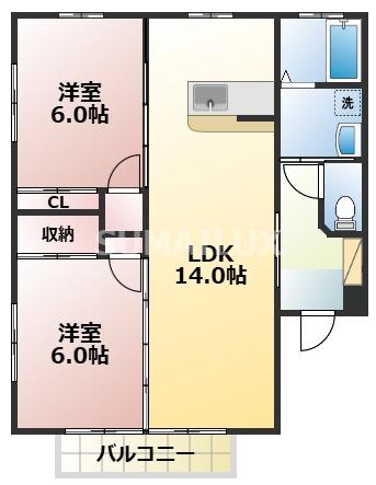 第3石南荘(2LDK/2階)の間取り写真