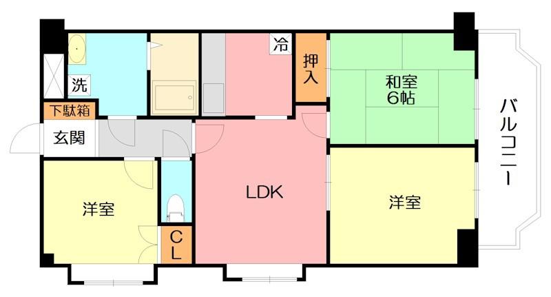 カサグランデ湘南(2SLDK/6階)の間取り写真